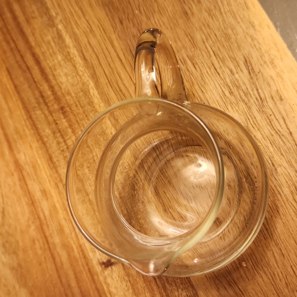 Mini clear pitcher 4in high 3 in tall little carafe. with spout and handle. - Picture 2 of 3